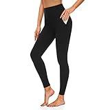 MOREFEEL Leggings with Pockets for Women, High Waisted Tummy Control Workout Black Hip Lift Yoga Pants Activewear