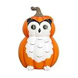 MonyPlay Halloween Pumpkin Fox Resin Statue Cute Raccoon Pumpkin Figurine Sculpture Table Ornament for Home Office Decorations Indoor (Owl, 13.5cm*8.5cm*16cm)