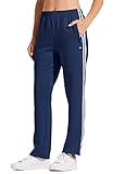 Willit Women's Track Pants Warm Up Athletic Running Sweatpants Sports Training Pants Straight Leg with Zipper Pockets Navy Blue S