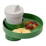 My Travel Tray Round, USA Made. Easily Convert Your existing Cup Holder to a Tray and Cup Holder for use in a Car Seat, Booster, Stroller, Golf Cart and Anywhere You Have a Cup Holder! Dino Green