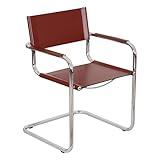 Furnish Theory Breuer Chair Company Mart Stam Cantilever Armchair Arm Chair w/Chrome Steel Frame & Dark Red Bonded Leather