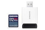 SAMSUNG PRO Ultimate Full Size Memory Card+USBReader, 512GB SDXC, Up to 200 MB/s, 4K UHD, UHS-I, C10, U3, V30, A2 for DSLR, Mirrorless Cameras, PCs, MB-SY512SB/AM