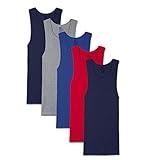 Fruit of the Loom Men's Tag-Free Tank A-Shirt, 5 Pack - Assorted Colors, Medium