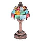 Mini dollhouse table accent tiffany lamp, LED miniature lighting for dolls house decor, functional light accessories