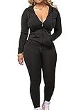 Mrskoala Two Piece Outfits for Women Jogger Sets Workout SweatSuits Tracksuit Pants Set Black L