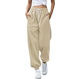 archived Orders in My Account Today's Deals Cinch Bottom Sweatpants 2024 Women's Casual High Waisted Pockets Joggers Sport Workout Active Baggy Lounge Trousers Prime Deals Beige-2 S