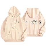 Womens Sweaters Sale Oversized Sweatshirt for Women Letter Graphic Drawstring Hoodie Long Sleeve Thermal Lined Hooded Sweatshirt Topsweatshirt for Prime Try Before You Buy Women Beige-1 Medium