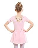 Stelle Ballet Leotards for Girls Dance Leotard with Skirt Toddler Dance Outfits Criss-Cross Back (Pink,4T)