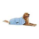 Bone Dry Pet Grooming Towel Collection Absorbent Microfiber X-Large, 41x23.5", Embroidered Blue