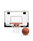 SKLZ 18" Mini Basketball Hoop with Shatterproof Backboard, Breakaway Rim, Heavy Duty Net, 5" Ball - Over-Door Mounts for Office, Dorm, Bedroom