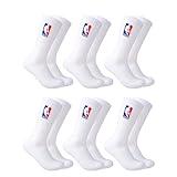 Ultra Game NBA Official Men’s Athletic Cushioned Secure Fit Crew Socks - 6 Pack - Unisex, NBA, White Red White Blue, M6-12