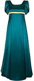 Keuixvm Satin Regency Dresses Vintage Ball Gown Victorian Empire Waist Dress for Women (Small, Green)