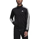 adidas Men's Essentials Warm-Up 3-Stripes Track Top, Black/White, Large