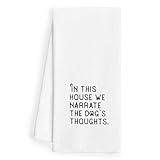 WFSM Dog Gifts Kitchen Towels - in This House We Narrate The Dogs Thoughts, Dog Decor Kitchen Towels, Dog Hand Towels, Dog Dish Towels for Kitchen, Gifts for Dog Lovers, 16×24 Inches