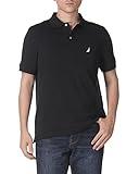 Nautica Men's Classic Fit Short Sleeve Solid Soft Cotton Polo Shirt, True Black, Large