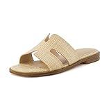 CUSHIONAIRE Women's Voyage slide sandal +Memory Foam, Wide Widths Available, Raffia 8