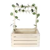 Okydoky Wooden Baby Shower Crate Wardrobe, Baby Gift Basket with Handle, Clothes Hanger and Garland, Baby Storage Basket, Personalized Baby Basket for Pregnant New Parents NO.LPL，Wood