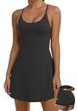 gofiep Womens Eazy Peezy Tennis Dress, Workout Dress with Shorts & Bra Golf Athletic Dresses for Women Black