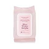 The Face Shop Rice Water Bright Makeup Remover Wipes for Face with Rice Extract, Brightening, Moisturizing, Infused with Cleansing Milk, Vegan Disposable Cleansing Facial Wipes, Korean Skin Care