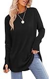 XIEERDUO Long Sleeve Shirts for Women Loose Fit Womens Fall Fashion 2024 Plus Size Tops Black 3XL