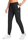 G Gradual Women's Joggers Pants with Zipper Pockets Tapered Running Sweatpants for Women Lounge, Jogging (Black, Medium)