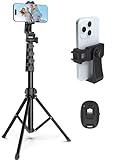 Liphisy 64” Tripod for Cell Phone & Camera, Phone Tripod with Remote and Phone Holder, Portable Tripod for iPhone, Phone Tripod for Video Recording, Cell Phone Tripod Mount Stand for Cellphone