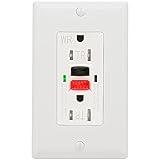 ANKO GFCI Outlet 15 Amp, UL Listed, Self-Test GFI Receptacles, TamperResistant, Weather Resistant, LED Indicator, with Decor Wall Plates and Screws, Indoor or Outdoor Use