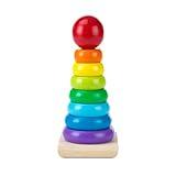 Melissa & Doug Rainbow Stacker Wooden Ring Educational Toy - Wooden Rainbow Stacking Rings Baby Toy, Stacker Toys For Infants And Toddlers