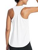 BALEAF Women's Workout Tank Top Racerback Tops Sleeveless Running Shirts Loose Fit Yoga Athletic Gym Sports White L