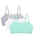 Fruit of The Loom Womens Spaghetti Strap Cotton Pull Over 3 Pack Sports Bra, Mint Chip/White/Grey Heather, 34