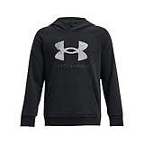 Under Armour Boys' Rival Fleece Big Logo Hoodie, (001) Black / / Pitch Gray, Small Plus