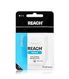 REACH Waxed Dental Floss, Unflavored, Plaque Remover, Shred Resistant, Extra Wide Cleaning, Gentle on Gums & Teeth, PFAS-Free, Oral Care, for Adults & Kids, 55yd, 1 Pack