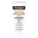 Neutrogena Face Sunscreen, Broad Spectrum SPF 50 Clear Face, Breakout Free Lotion, Fragrance- & Oxybenzone-Free, Non-Comedogenic, 3 Fl. Oz