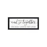 House Warming For New Home Decor Sign: And So Together They Built A House They Loved, Modern Farmhouse Wall Decor, Rustic Home Decor Wall Art Family Love Signs, Bedroom Decor For Couples Sweet Decorations