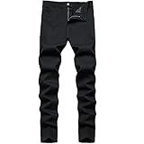 Keevoom Mens Stretch Skinny Flat-Front Fashion Style Comfy Solid Casual Slim Fit Business Dress Chinos Pants Black