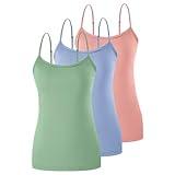 BAMBOO COOL Women's Lingerie Camisoles Tanks Top Spaghetti Strap Tank Tops and Slim-Fit Cami Undershirts 3 Pack