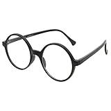 grinderPUNCH Costume Glasses | Thin Round Nerd Halloween Eyeglasses | Wizard Glasses | Adults (Black)