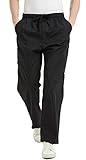 VOGRYE Scrub Pants for Men - Pants with 7 Pockets Waistband, Anti-Wrinkle Scrubs for Men Black