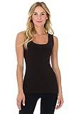 Rekucci Women's Travel in Style Essential Soft Knit Scoop Neck Sleeveless Top (Large, Espresso)