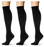 (3 pairs) Compression Socks 20-30 mmHg Long Socks for Women and Knee High Socks for Women 3 Black L/XL