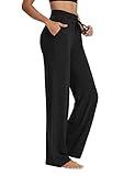 Sarin Mathews Womens Yoga Sweatpants Wide Leg Lounge Pajamas Pants Comfy Drawstring Workout Joggers Pants with Pockets Black L