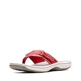 Clarks Women's Breeze Sea Flip-Flop, New Red Synthetic, 10