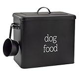 AuldHome Retro Dog Food Canister (Black); Modern Farmhouse Style Storage Bin for Pet Food