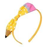 Back to School Headband Yellow Hairbands Cute Hair Bands Pencil Bow Hair Band for Teacher Girls Women School Decorations Dots Headband Non-slip Hair Wear Hair Accessories for First Day of School 1Pcs