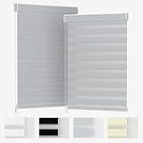 MYshade Custom Size Zebra Roller Shades Light Filtering Corded Zebra Blinds for Indoor Windows Dual Layer Gray Sheer Shades for Bedroom Bathroom Living Room Office Easy to Install