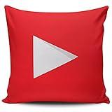 KEIBIKE Home Pillow Cases Social Media Logo YouTube Throw Pillow Covers Decoration Cushion Covers Indoor Outdoor European 26X26 Inches Double Sided Printed