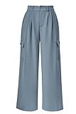 PRETTYGARDEN Womens High Waisted Wide Leg Cargo Pants Business Casual Suit Pants with Pockets (Grey Blue,Large)