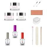 SNS Nail Dip Powder & Dip Essentials Nail Color Kit, DIY Starter Bundle (Pink & White) - Foundation Powder, Dip Activator & Top Coat, Brushes, Cuticle Pusher, Nail File, Buffer, & French Dip Mold