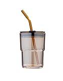 BLUEPOLAR 13oz/400ml Tumbler Water Glass, Cups with Straw and Lid Sealed Carry on for Coffee, Iced Tea, Thick Wall Insulated Glass Cup (Amber)…