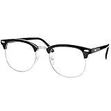 Skeleteen Clear Lens Costume Glasses - Non Prescription Horn Rimmed Fake Club Eyeglasses for Adults and Children